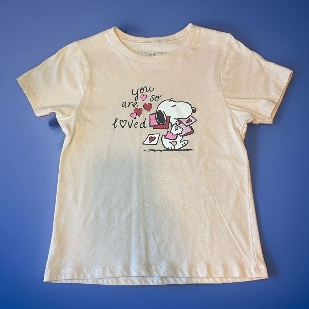 Peanuts Snoopy Valentine T-Shirt Women's Small 100% Cotton “You Are So Loved”